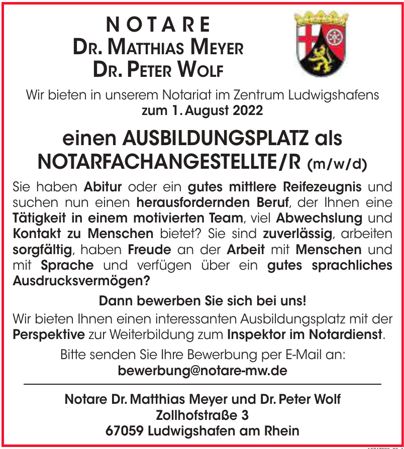 Notare Dr. Matthias Meyer und Dr. Peter Wolf