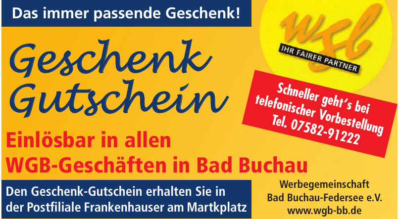 Werbegemeinschaft Bad Buchau-Federsee e.V. Werbegemeinschaft Bad Buchau-Federsee e.V.
