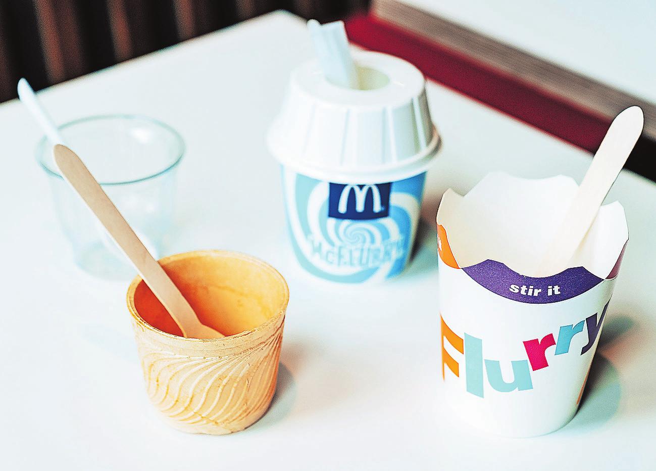 McDonald’s sucht nach Alternativen für Plastik. Der Holzlöffel beim McFlurry kam beim Test aber nicht gut beim Kunden an. Fotos: Jakob Nawka/McDonald’s Deutschland McDonald’s sucht nach Alternativen für Plastik. Der Holzlöffel beim McFlurry kam beim Test aber nicht gut beim Kunden an. Fotos: Jakob Nawka/McDonald’s Deutschland