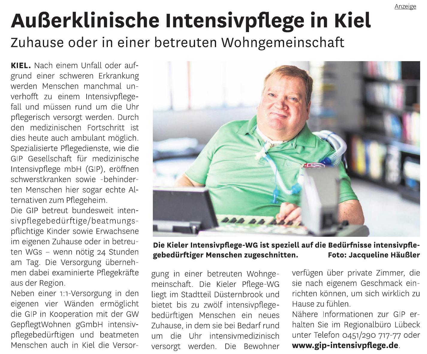 GIP Gesellschaft für medizinische Intensivpflege mbH - Kieler Pflege-WG GIP Gesellschaft für medizinische Intensivpflege mbH - Kieler Pflege-WG