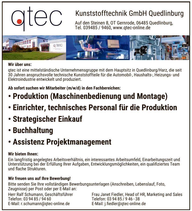 qtec Kunststofftechnik GmbH Quedlinburg