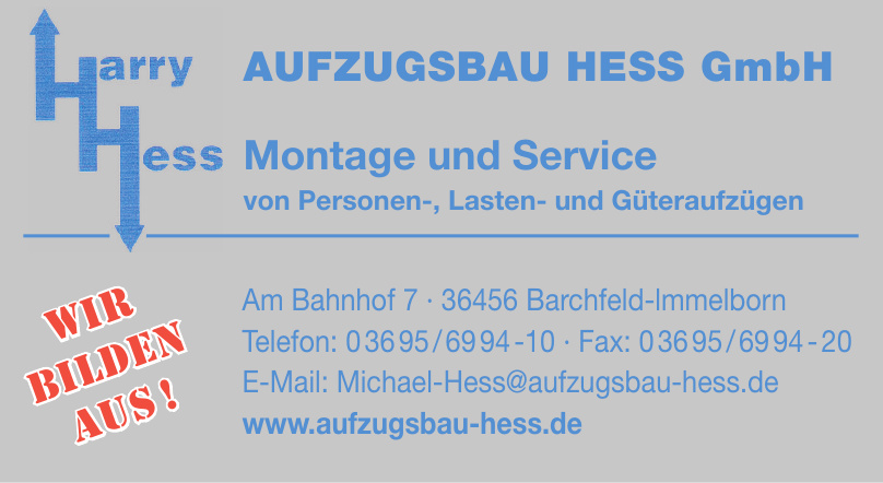 Harry Hess Aufzugsbau Hess GbmH Harry Hess Aufzugsbau Hess GbmH