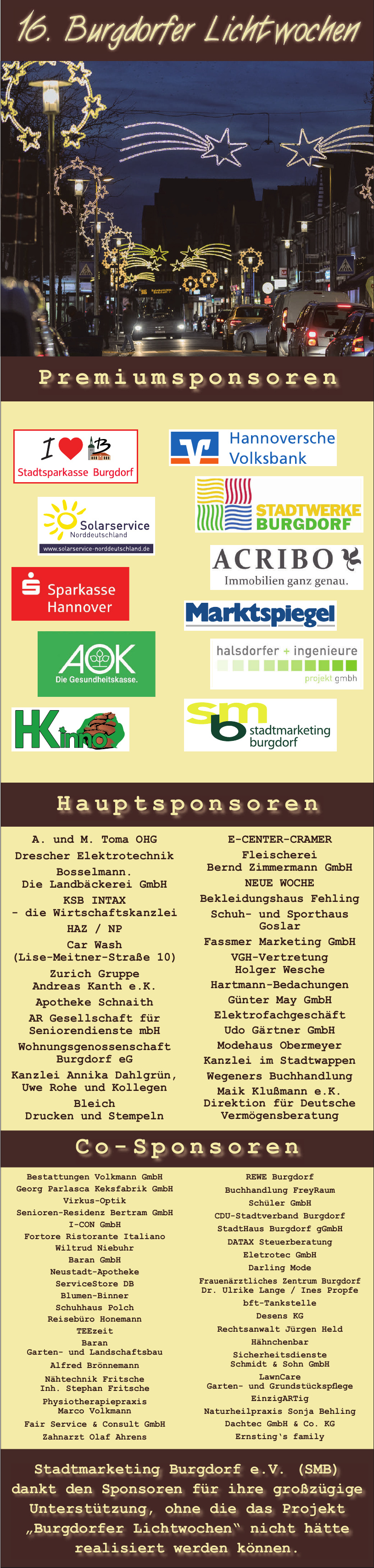 16. Burgdorfer Lichtwochen Premiumsponsoren 16. Burgdorfer Lichtwochen Premiumsponsoren