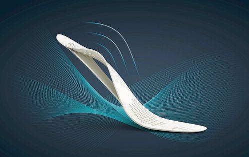 Aufgrund ihres speziellen Designs verformt sich die 3D-gedruckte Einlage beim Gehen oder Laufen wie ein Bogen. Bild: medi GmbH