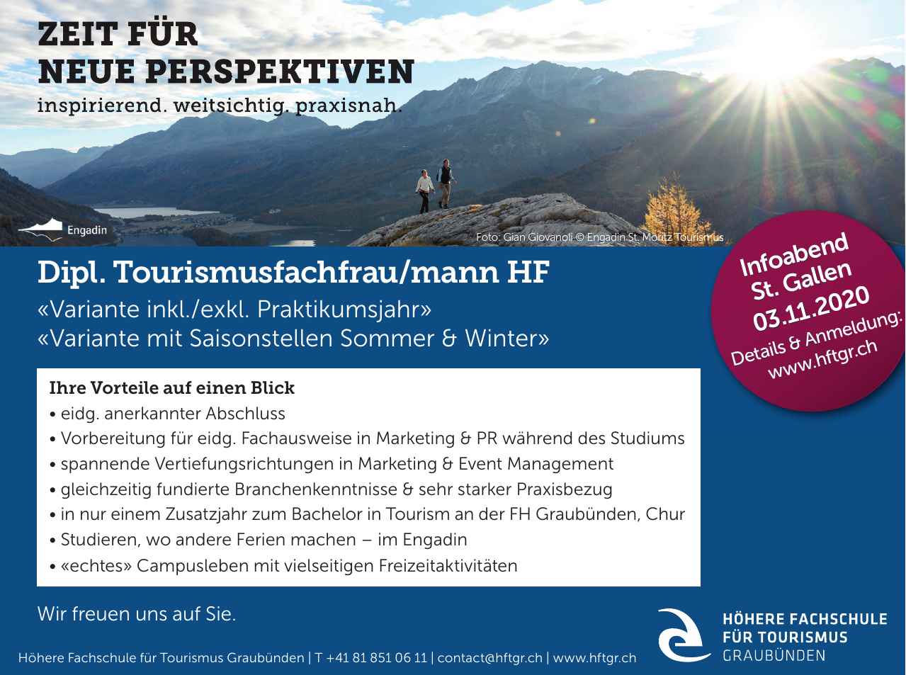 Höhere Fachschule für Tourismus Graubünden Höhere Fachschule für Tourismus Graubünden