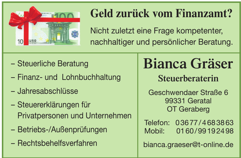 Bianca Gräser Steuerberaterin Bianca Gräser Steuerberaterin