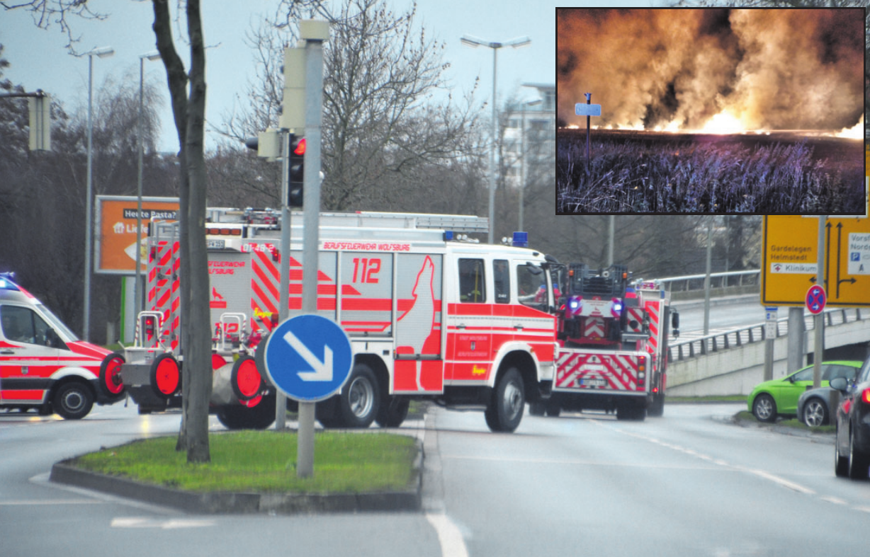 Die Feuerwehr in Wolfsburg war im vergangenen Jahr wieder stark gefordert – unter anderem durch mehrere Stoppelfeldbrände (kl. Fotoarchiv: Weichert/Feuerwehr Vorsfelde). Gr. Foto: Archiv Die Feuerwehr in Wolfsburg war im vergangenen Jahr wieder stark gefordert – unter anderem durch mehrere Stoppelfeldbrände (kl. Fotoarchiv: Weichert/Feuerwehr Vorsfelde). Gr. Foto: Archiv