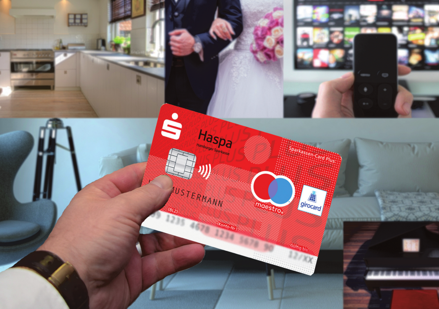 Viele Wünsche und eine einfache Lösung: Mit der Sparkassen-Card Plus muss man nicht zögern, sondern bleibt stets flüssig. Fotos: Haspa