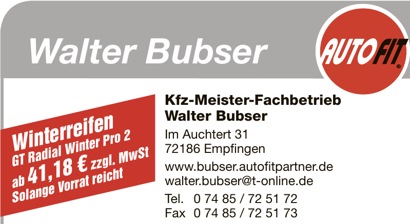Kfz-Meister-Fachbetrieb Walter Bubser