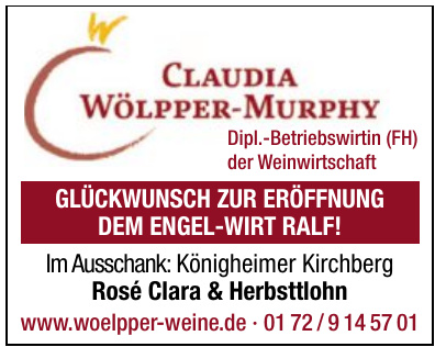 Claudia Wölpper-Murphy Dipl.-Betriebswirtin (FH) der Weinwirtschaft