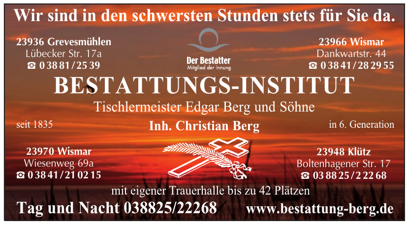 Bestattungs-Institut - Tischlermeister Edgar Berg und Söhne Bestattungs-Institut - Tischlermeister Edgar Berg und Söhne