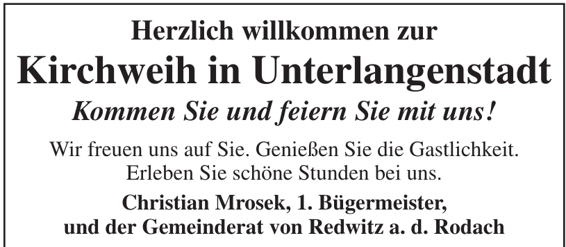 Kirchweih in Unterlangenstadt Kirchweih in Unterlangenstadt