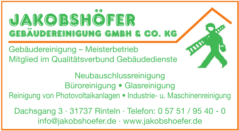 Jakobshöfer GebäudereiniGunG Gmbh & Co. kG Jakobshöfer GebäudereiniGunG Gmbh & Co. kG