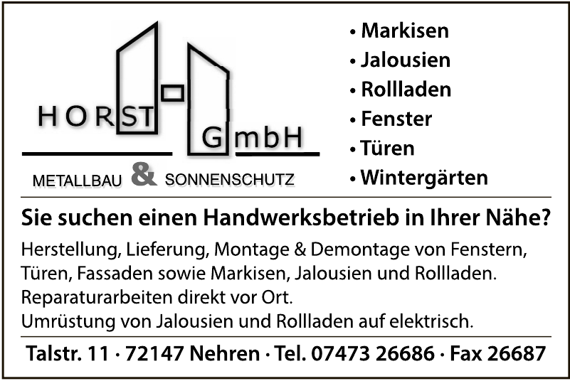 Horst GmbH Metallbau & Sonnenschutz Horst GmbH Metallbau & Sonnenschutz