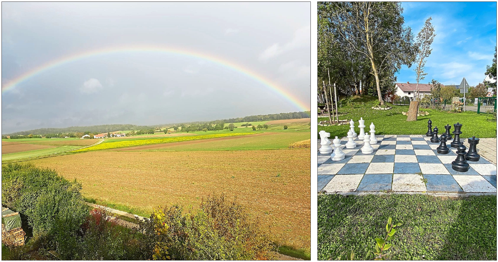 Ein Regenbogen spannt sich über den Ortsteil Ergertshausen. Attraktiv: der Mehrgenerationenspielplatz. Fotos: Gemeinde Rohrenfels Ein Regenbogen spannt sich über den Ortsteil Ergertshausen. Attraktiv: der Mehrgenerationenspielplatz. Fotos: Gemeinde Rohrenfels