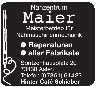 Nähzentrum Maier Meisterbetrieb für Nähmaschinenmechanik Nähzentrum Maier Meisterbetrieb für Nähmaschinenmechanik