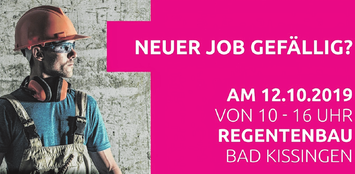 Am 12. Oktober findet von 10 bis 16 Uhr im Regentenbau die erste „Jobmesse Bad Kissingen“ statt. Veranstalter sind die Wirtschaftsjunioren Bad Kissingen mit Unterstützung der Wirtschaftsförderung der Stadt und des Landkreises Bad Kissingen. Bei der Jobmesse erfahren die Besucher alles rund um das Thema Beruf und Ausbildung. FOTO: WIRTSCHAFTSJUNIOREN Am 12. Oktober findet von 10 bis 16 Uhr im Regentenbau die erste „Jobmesse Bad Kissingen“ statt. Veranstalter sind die Wirtschaftsjunioren Bad Kissingen mit Unterstützung der Wirtschaftsförderung der Stadt und des Landkreises Bad Kissingen. Bei der Jobmesse erfahren die Besucher alles rund um das Thema Beruf und Ausbildung. FOTO: WIRTSCHAFTSJUNIOREN