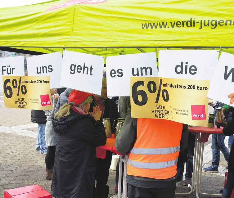 Die Bedingungen der Gewerkschaften orientieren sich an den Forderungen auf kommunaler Ebene in 2018. Archivfoto: ph Die Bedingungen der Gewerkschaften orientieren sich an den Forderungen auf kommunaler Ebene in 2018. Archivfoto: ph