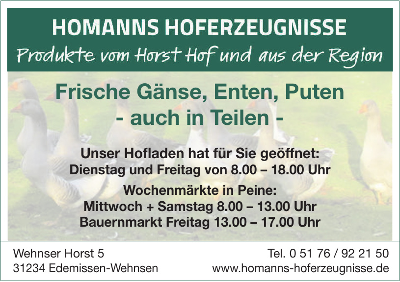 Homanns Hoferzeugnisse Homanns Hoferzeugnisse