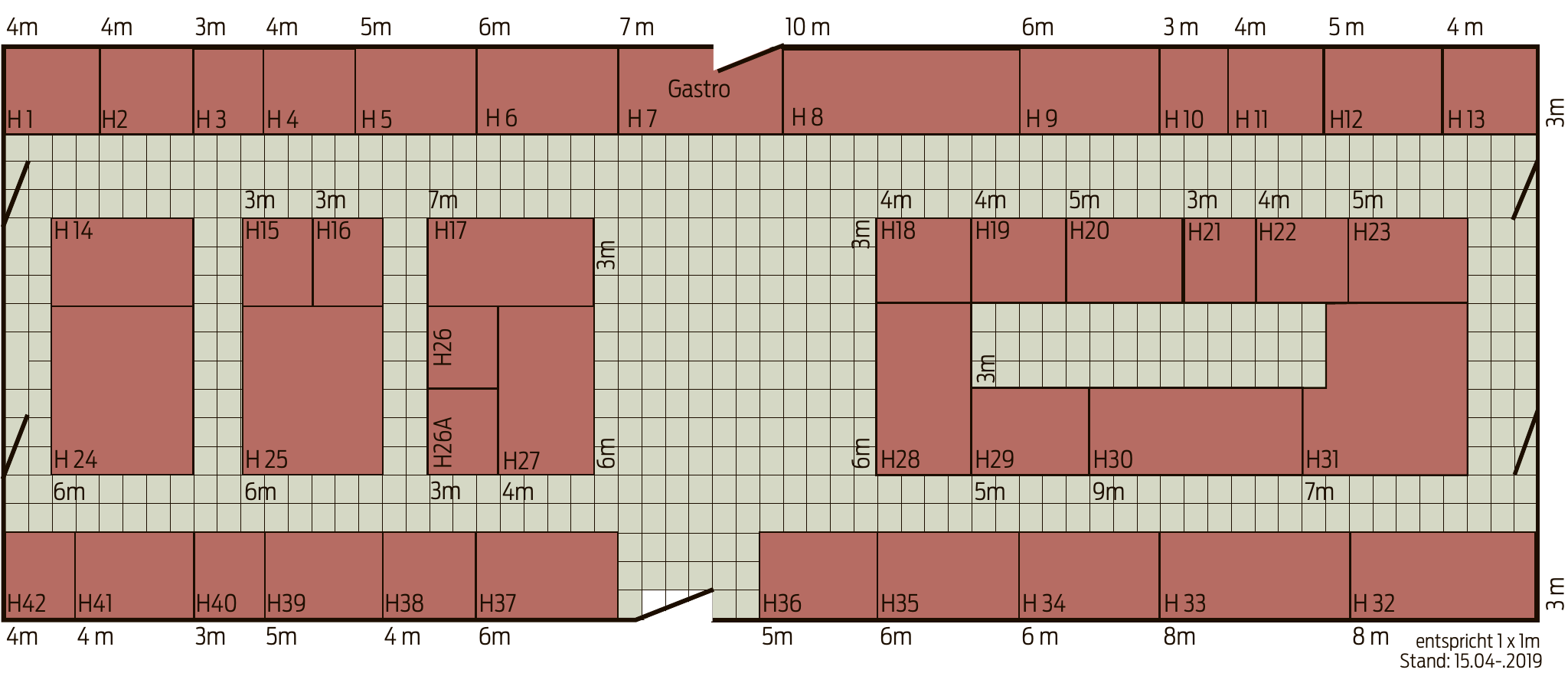 Belegungsplan Messehalle 20 x 65 m Belegungsplan Messehalle 20 x 65 m