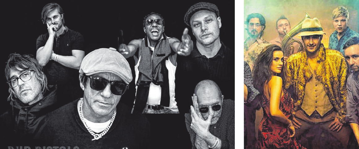 Die Dub Pistols sind eine Big Beat-Band aus West-London, die insbesondere für ihre Remixe bekannt ist. Zu den Kunden gehören Gruppen wie Bush, Korn und Moby. Darüber hinaus veröffentlichten die Dub Pistols mittlerweile vier Alben sowie eine Vielzahl EPs unter eigenem Namen. Sie spielen am Samstag ab 23.15 Uhr. Die Berliner Formation Mr. Žarko um den serbischen Gitarristen und Sänger Žarko Jovašević spielt Lieder von Lachen, Schmerz, Tanz und Tränen – am Samstag ab 21.30 Uhr. Die Dub Pistols sind eine Big Beat-Band aus West-London, die insbesondere für ihre Remixe bekannt ist. Zu den Kunden gehören Gruppen wie Bush, Korn und Moby. Darüber hinaus veröffentlichten die Dub Pistols mittlerweile vier Alben sowie eine Vielzahl EPs unter eigenem Namen. Sie spielen am Samstag ab 23.15 Uhr. Die Berliner Formation Mr. Žarko um den serbischen Gitarristen und Sänger Žarko Jovašević spielt Lieder von Lachen, Schmerz, Tanz und Tränen – am Samstag ab 21.30 Uhr.