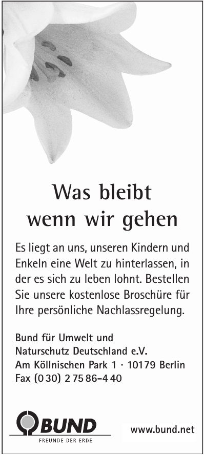 Ad №13 Bund für Umwelt und Naturschutz Deutschland e.V.