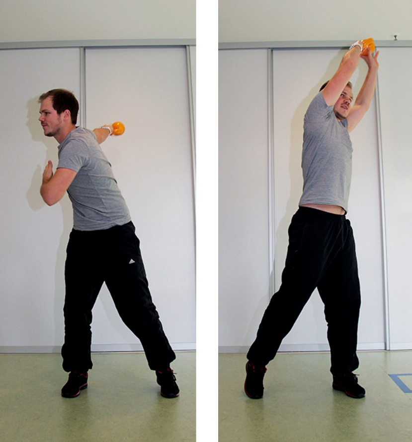 Mobilisierende Elemente ähnlich dem Stretching sollten zuerst durchgeführt warden.