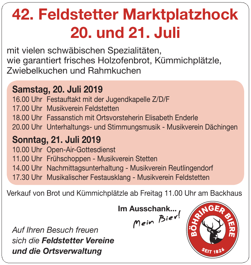 42. Feldstetter Marktplatzhock 42. Feldstetter Marktplatzhock