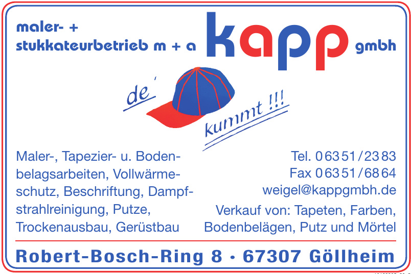 Maler- + Stukkateurbetrieb M + A Kapp GmbH