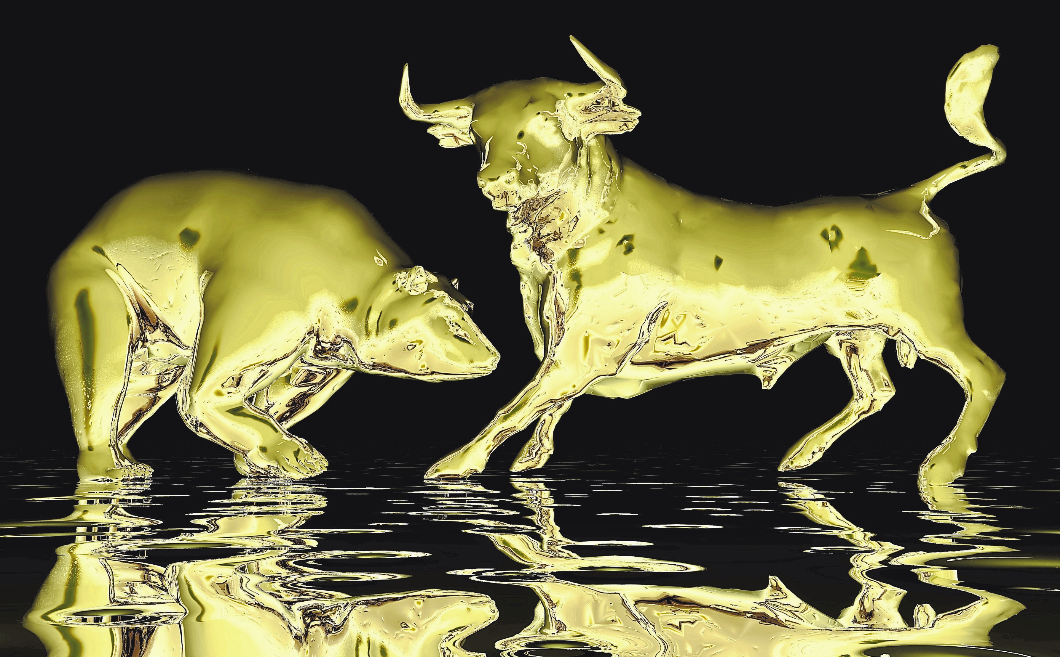 Der Bär und der Bulle beschreiben symbolisch die Pessimisten und Optimisten an der Börse. Foto: colourbox.de Der Bär und der Bulle beschreiben symbolisch die Pessimisten und Optimisten an der Börse. Foto: colourbox.de