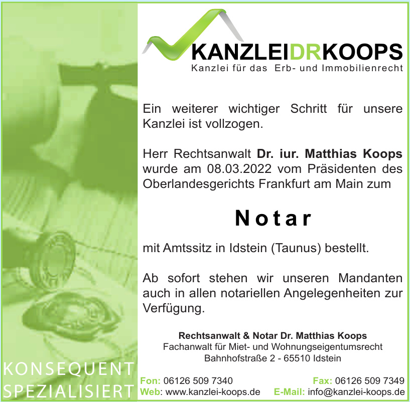 Rechtsanwalt & Notar Dr. Matthias Koops
