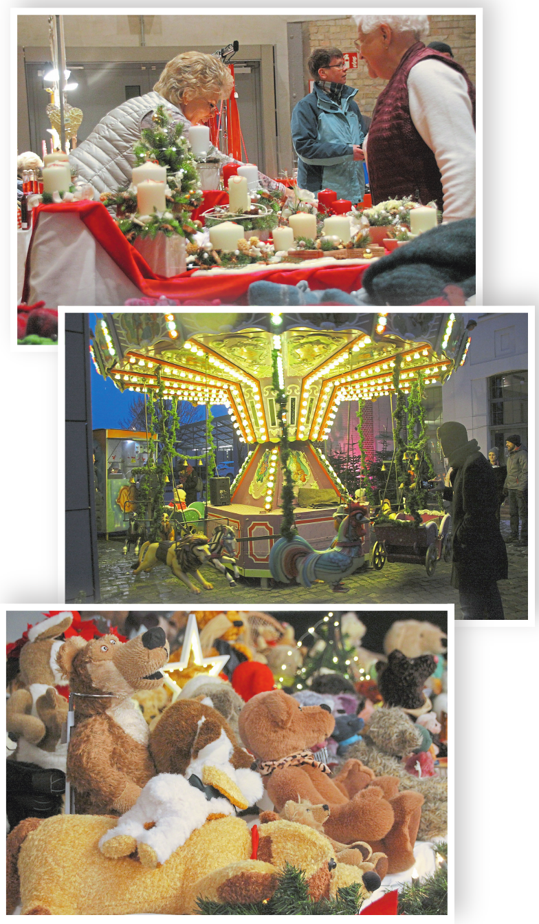 Kunsthandwerk im Ballenlager und der Kulturschmiede, ein Karussell im Innehof – der Weihnachtsmarkt hat eine Menge zu bieten. Kunsthandwerk im Ballenlager und der Kulturschmiede, ein Karussell im Innehof – der Weihnachtsmarkt hat eine Menge zu bieten.