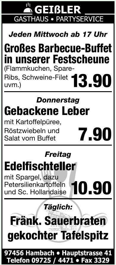Geißler Gasthaus - Partyservice Geißler Gasthaus - Partyservice