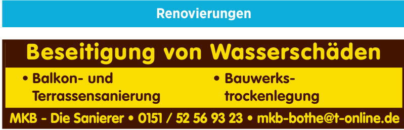 MKB - Die Sanierer - Beseitigung von Wasserschäden MKB - Die Sanierer - Beseitigung von Wasserschäden