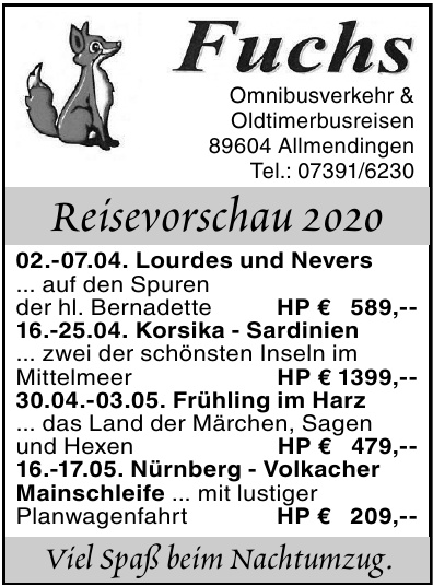 Fuchs Omnibusverkehr & Oldtimerbusreisen Fuchs Omnibusverkehr & Oldtimerbusreisen