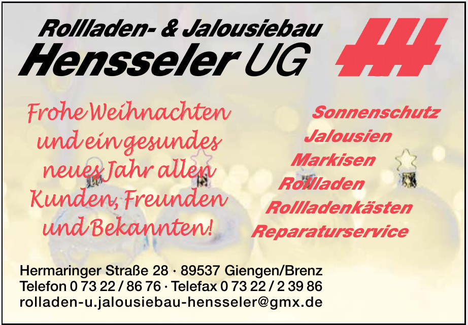 Rollladen- & Jalousiebau Hensseler UG
