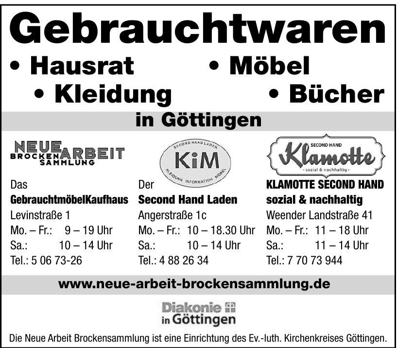 Neue Arbeit Brockensammlung Neue Arbeit Brockensammlung