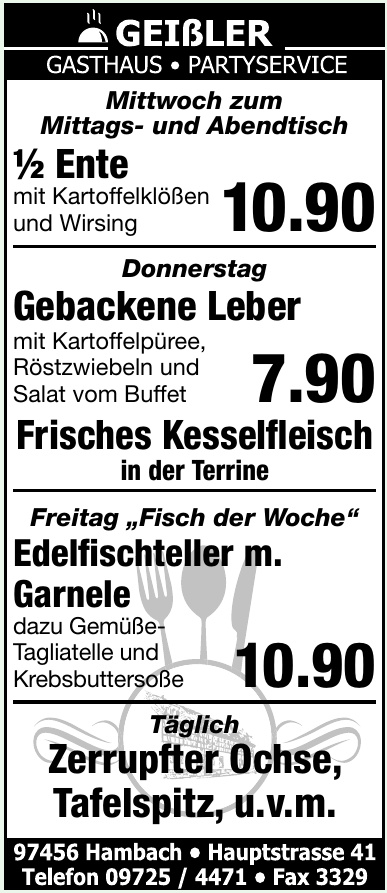 Geißler Gasthaus - Partyservice Geißler Gasthaus - Partyservice