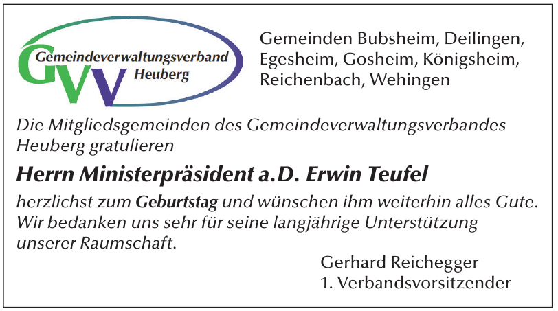 Gemeindeverwaltungsverbandes Heuberg Gemeindeverwaltungsverbandes Heuberg