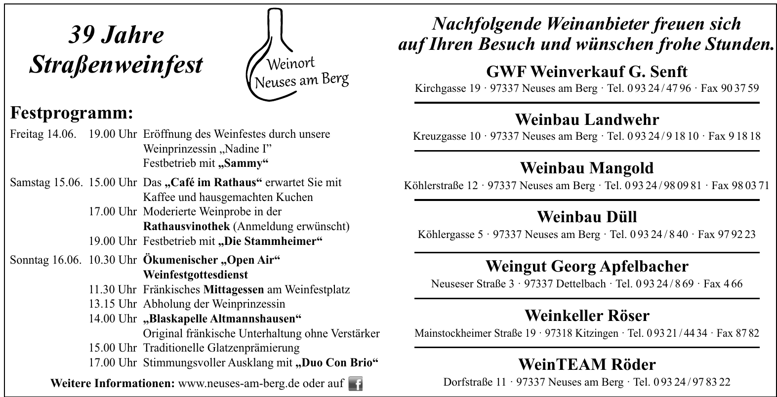 39 Jahre Straßenweinfest 39 Jahre Straßenweinfest
