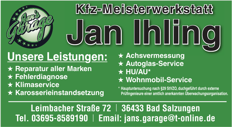 Kfz-Meisterwerkstatt Jan Ihling Kfz-Meisterwerkstatt Jan Ihling