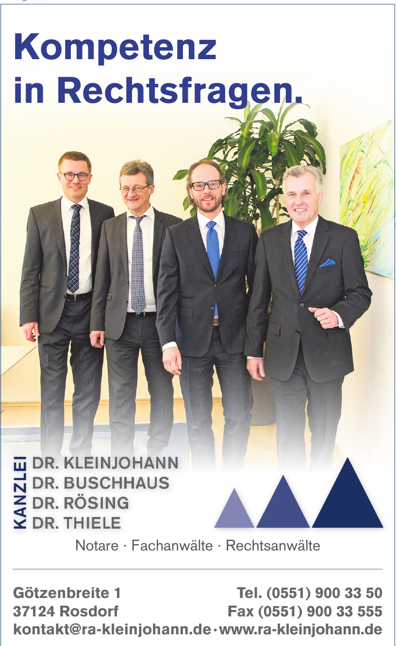 Kanzlei DR. KLEINJOHANN, DR. BUSCHHAUS, DR. RÖSING, DR. THIELE Kanzlei DR. KLEINJOHANN, DR. BUSCHHAUS, DR. RÖSING, DR. THIELE