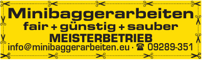 Minibaggerarbeiten fair + günstig + sauber Minibaggerarbeiten fair + günstig + sauber