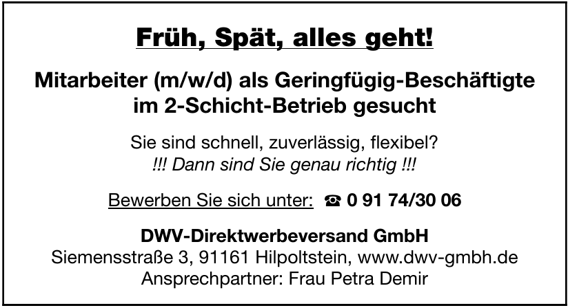 DWV-Direktwerbeversand GmbH DWV-Direktwerbeversand GmbH