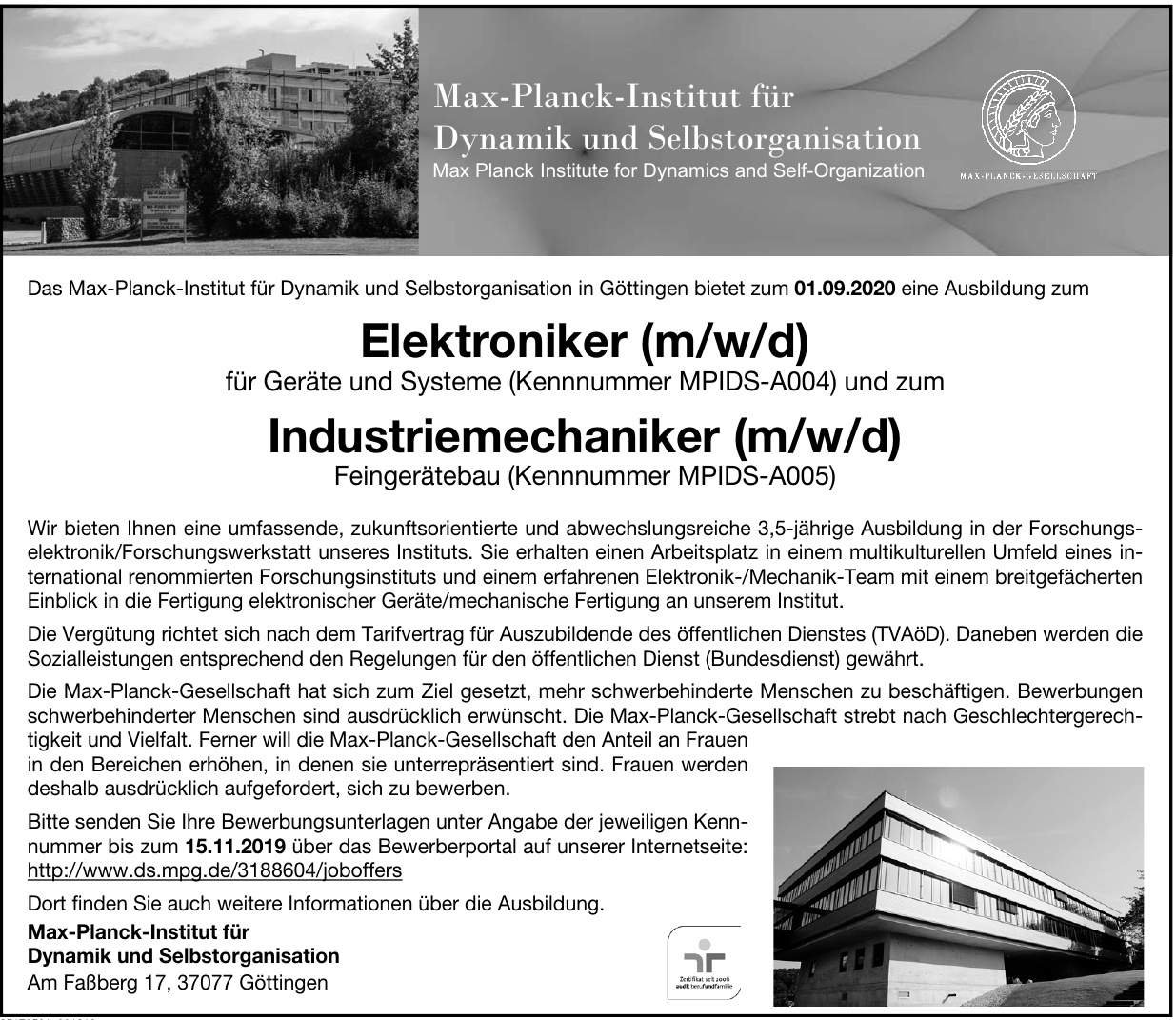 Max-Planck-Institut für Dynamik und Selbstorganisation Max-Planck-Institut für Dynamik und Selbstorganisation