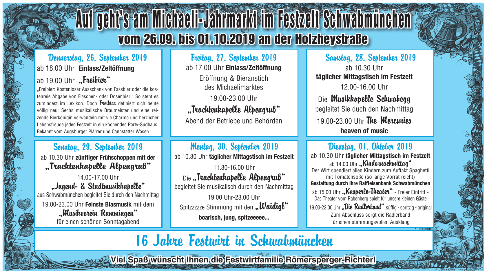 Michaeli-Jahrmarkt im Festzelt Schwabmünchen Michaeli-Jahrmarkt im Festzelt Schwabmünchen