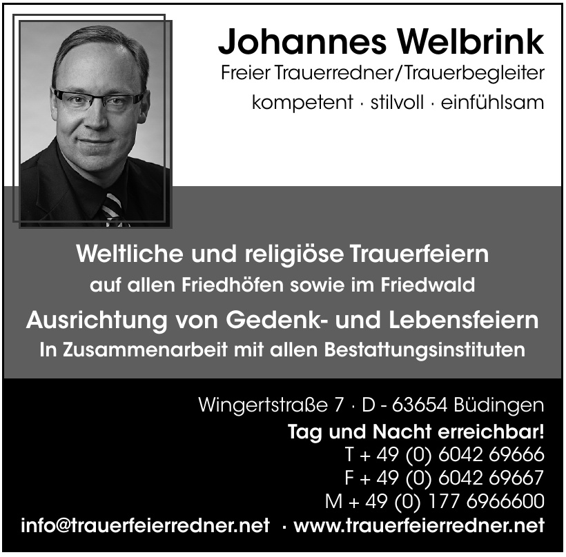 Trauerredner Johannes Welbrink