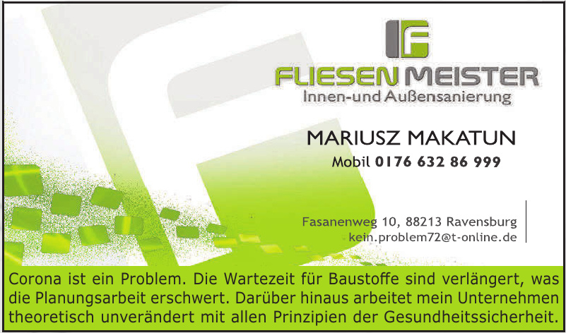 Fliesenmeister Innen- und Außensanierung Mariusz Makatun Fliesenmeister Innen- und Außensanierung Mariusz Makatun
