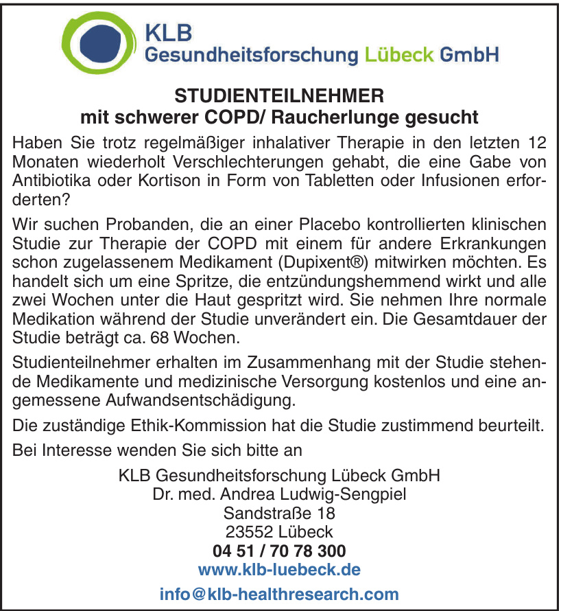 KLB Gesundheitsforschung Lübeck GmbH KLB Gesundheitsforschung Lübeck GmbH