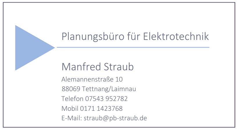 Planungsbüro für Elektrotechnik Manfred Straub Planungsbüro für Elektrotechnik Manfred Straub